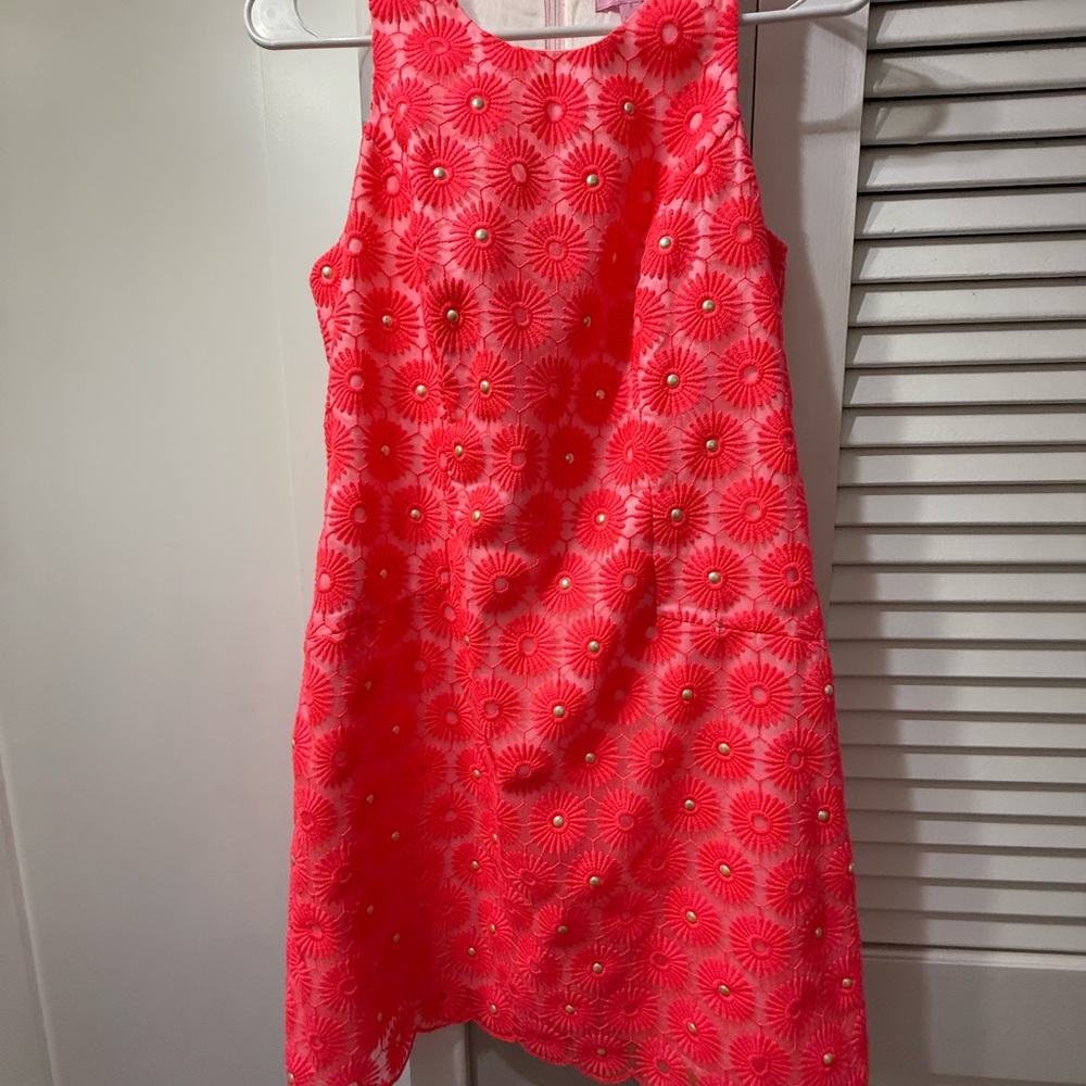 Lilly Pulitzer classic size 4 dress with pearls, embroidered, double lined